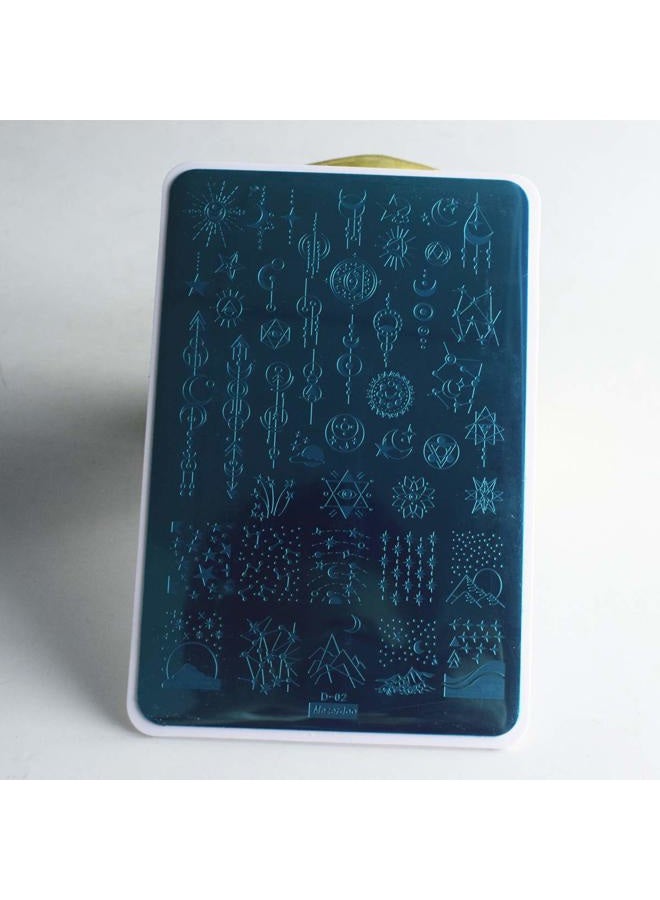 Mezerdoo 2pcs Sun Moon Star Nail Plates Stamping Set Sea Shell Pattern Stamp Templates Geometry Flowers Nail Art Stamper Plates for DIY Print Manicure Salon Design Gift Supplies 9.5x14.5CM - Image 2